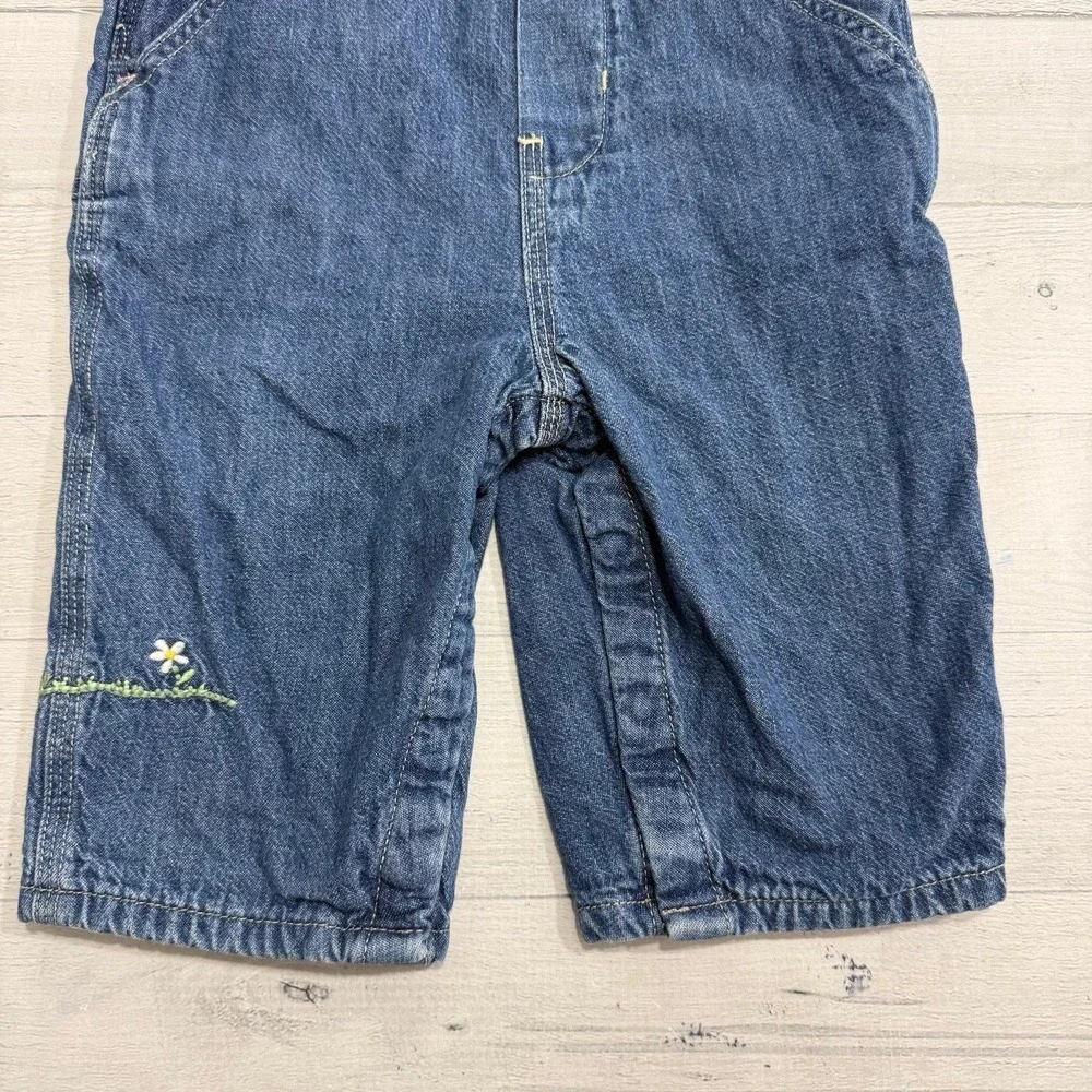 OshKosh B'Gosh girls denim pink lined overalls floral embroidery size‎ 12 months